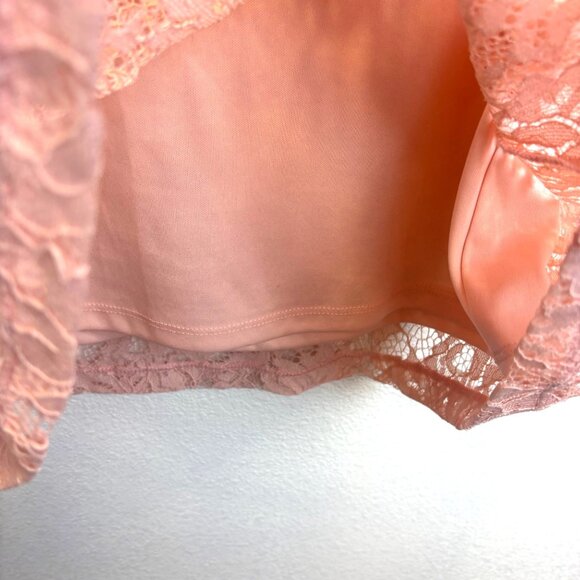 ELLE Lace 3/4 Bell Sleeve Blush Pink Stretch Top XL - Picture 6 of 9